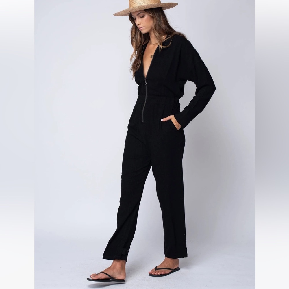 Stillwater long sleeve black linen jumpsuit